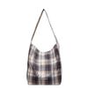 Large-capacity bag women's new autumn and winter college style plaid shoulder bag double-sided class commuter bag