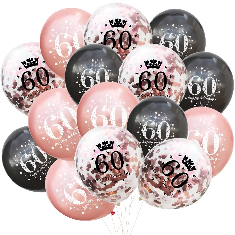 15pcs Birthday Inflatable Confetti Number Balloons 18 21 30 40 50 60 70 Year Party Decoration Adult Digit Helium Birthday Balons