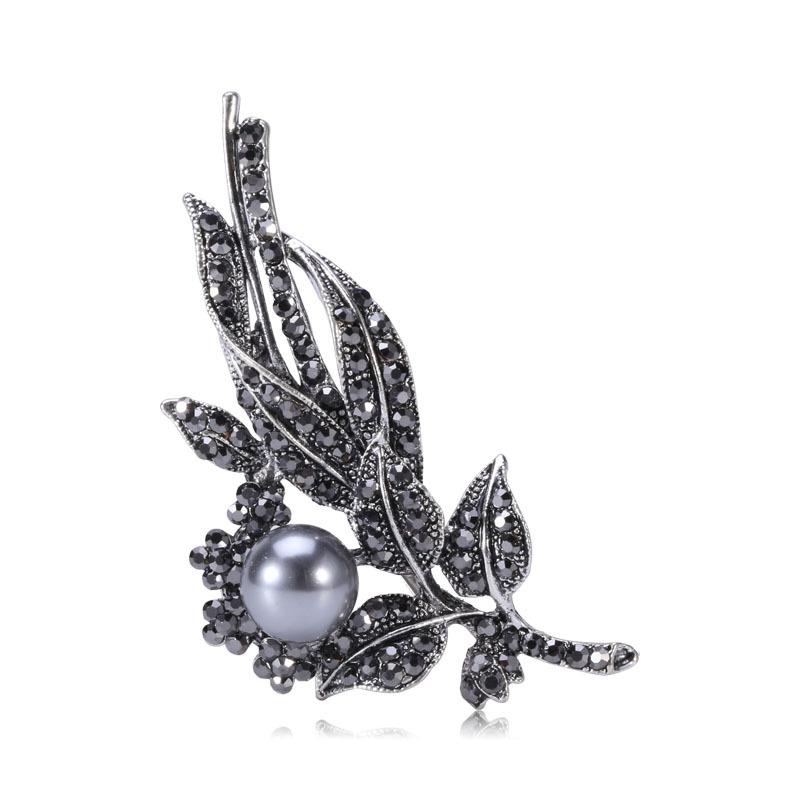 

Винтажный сплав горный хрусталь жемчуг брошь растение корсаж женский элитный темперамент аксессуары булавка шелковый шарф пряжка