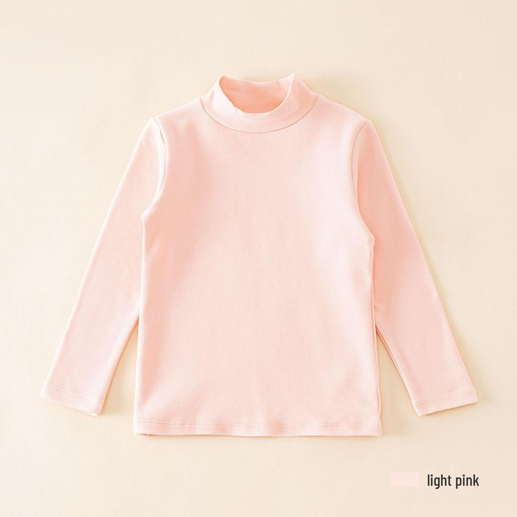 2024 Kids' Warm Long-Sleeve Mid-Collar Cotton T-Shirt for Autumn & Winter