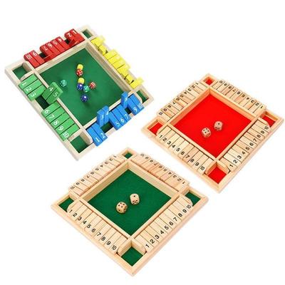 Arithmetic Dice Board Game Four-Sided Flip Card Games Box Dice Toys Wooden Flaps Dices 4 Players Party Number Game Board Games