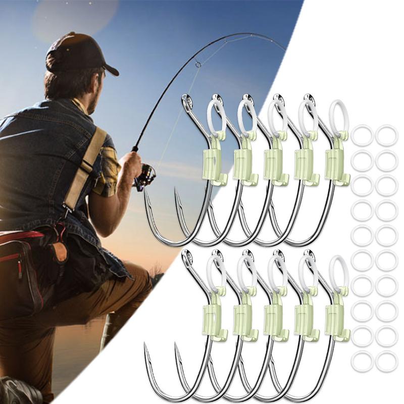 Lebende Garnelen Haken Leuchtende Köder Träger Set von 10 Haken mit Widerhaken & Perforiertem Kohlenstoffstahl Angelhaken zum Tragen von Lebenden Garnelen Ködern