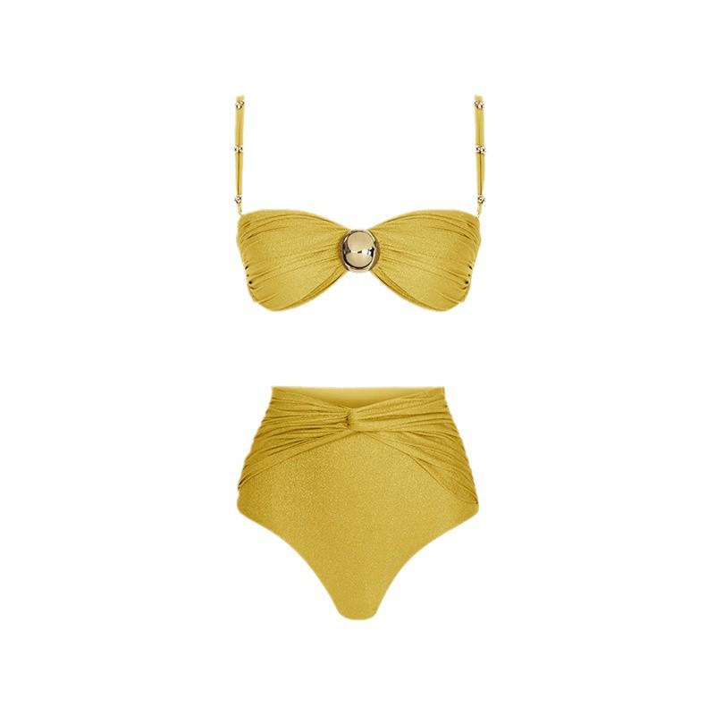 2025 Solid Color Three-Piece Bikini Set: Sexy, Slimming Beachwear with Tummy-Covering Skirt