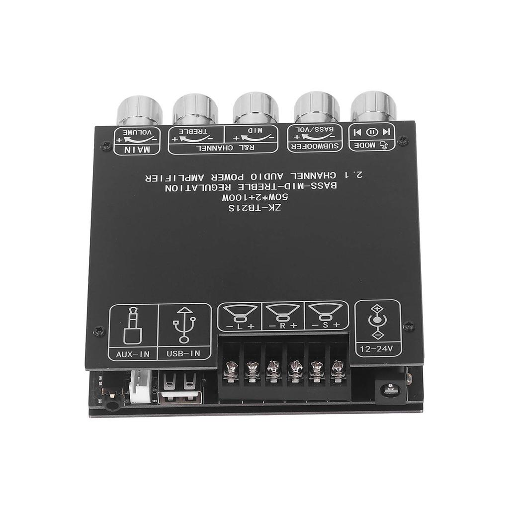 Bluetooth Power Amplifier Board Subwoofer 2.1 Channel 50W 50W 100W with Treble and Bass Control DC12