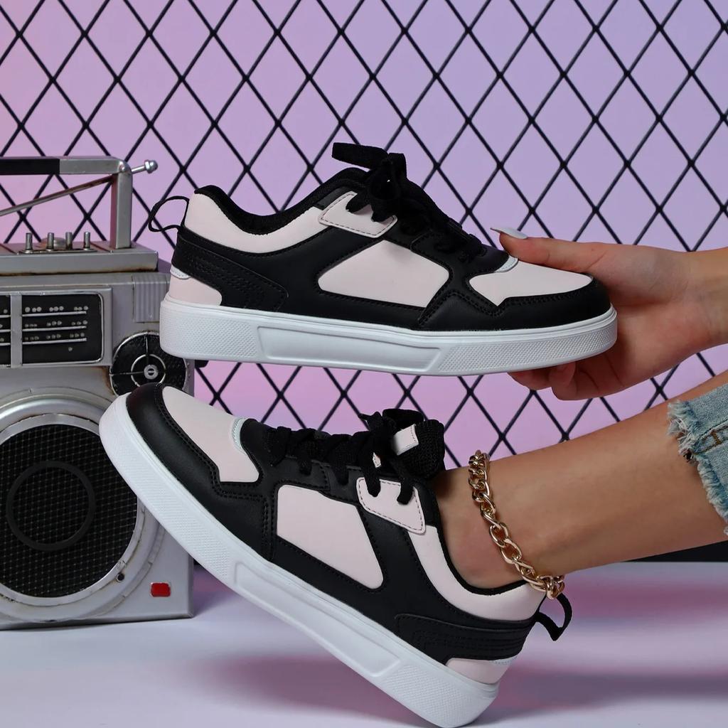 White Shoes PU Leather Board Shoes Women Breathable Casual Sneakers Men Lace-up Trendy Running Trainers Anti-slip Waterproof