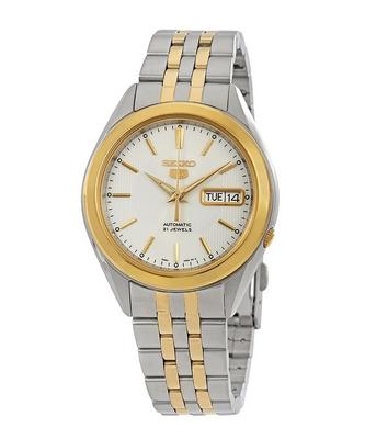 5 dvoubarevný bílý ciferník z nerezové oceli 21 Jewels automatické pánské hodinky SNKL24K1