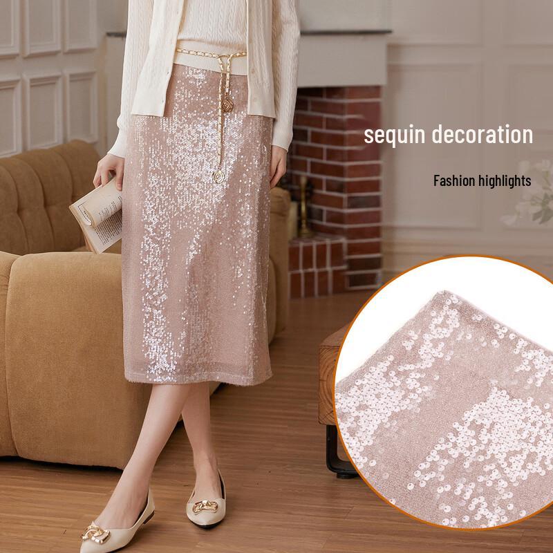 Elegant Shimmer Sequin Long Skirt