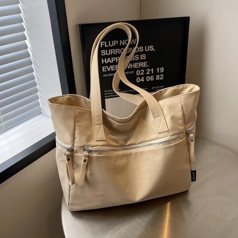 Große Kapazität Reißverschlusstasche einfarbig vielseitig modische Schultertasche weich schlicht beliebte Tasche