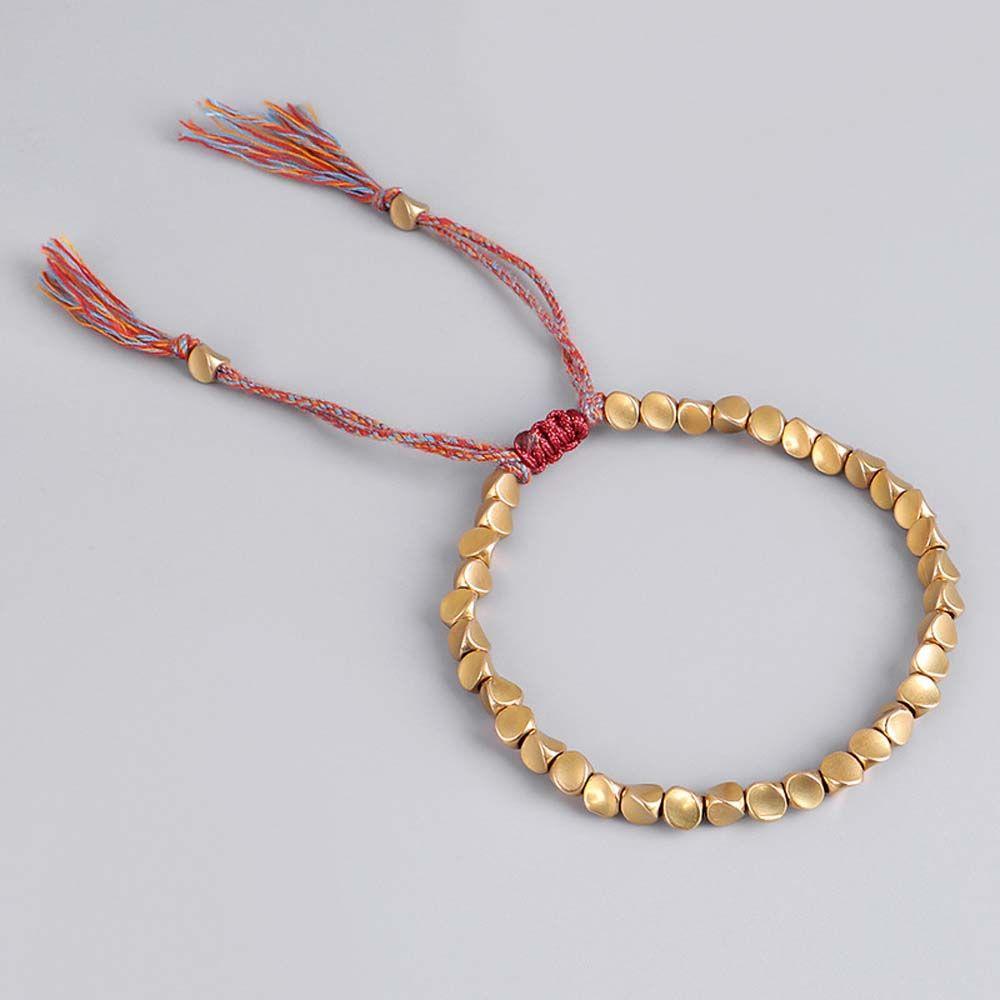 Lovers Men Buddhist Adjustable Thread Tibetan Bangles Copper Beads Wrist Jewelry Braided Bracelet