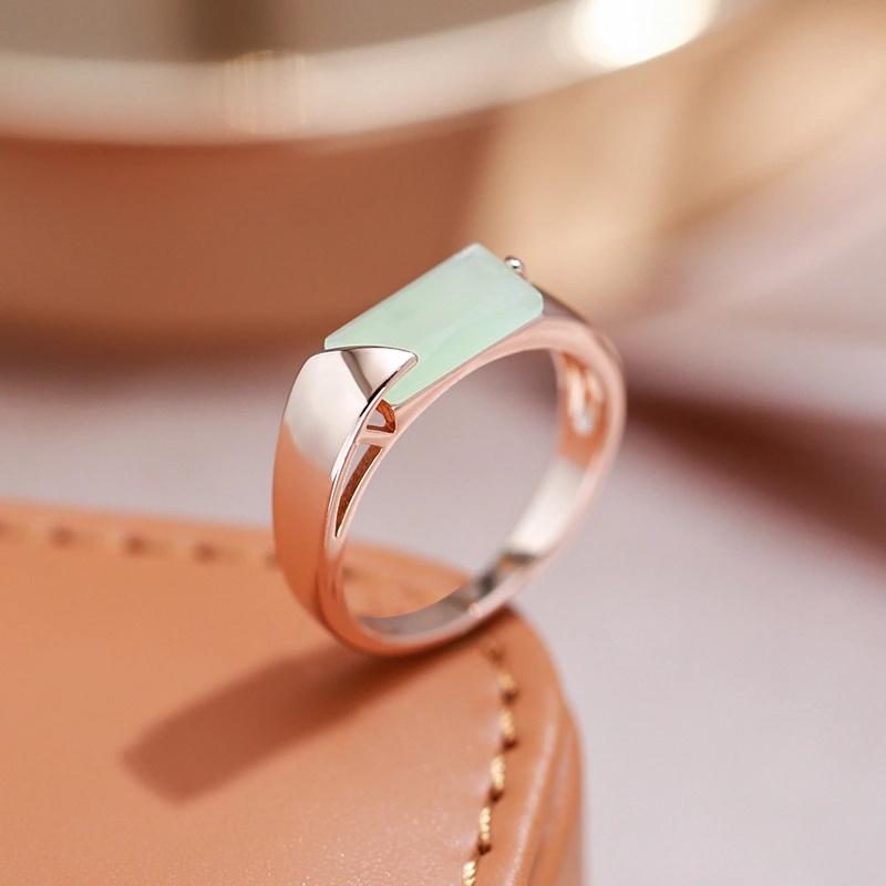 1 Pc Square Cut Mist Green Zircon Rings for Women Golden Color Vintage Fashion Jewelry Personality Rings Gifts