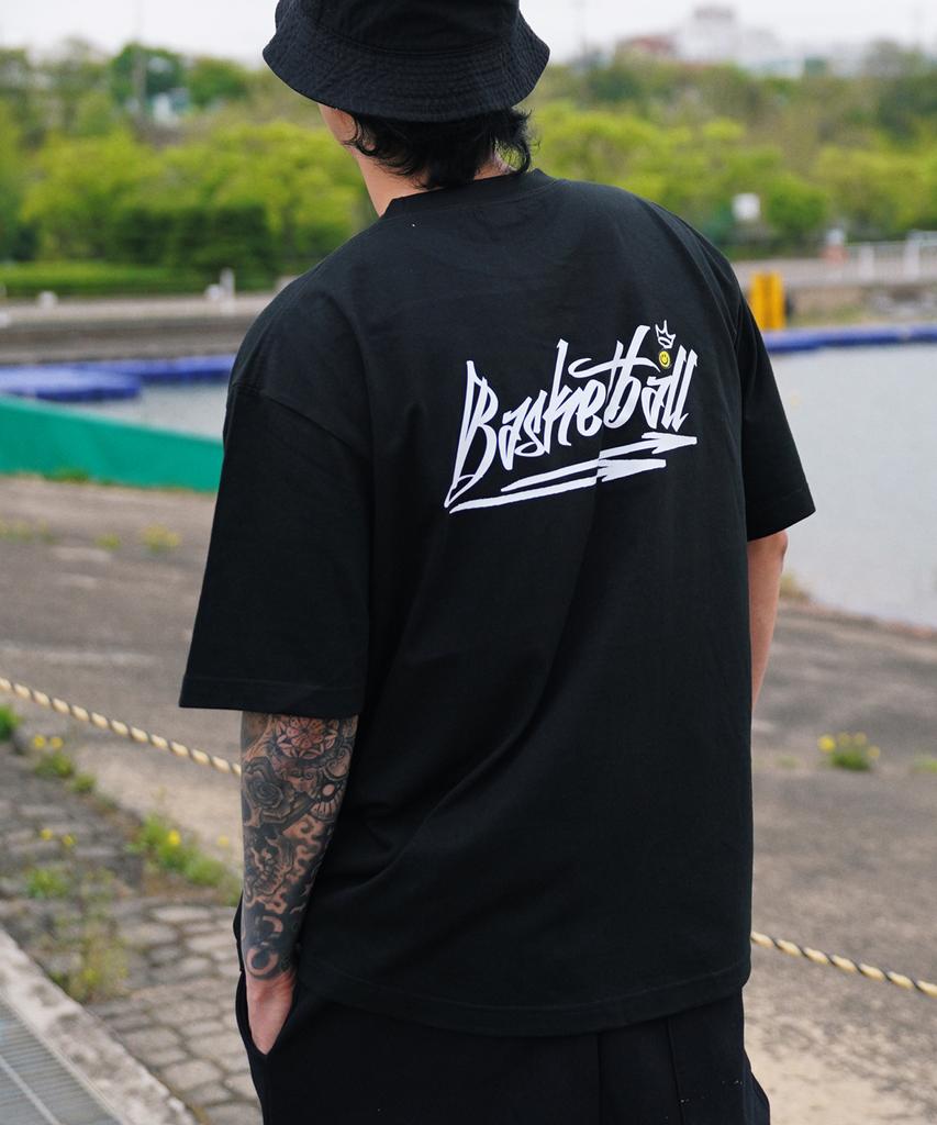 CREAM SODA LAB Basketball Short Sleeve T-Shirt Oversized Black White