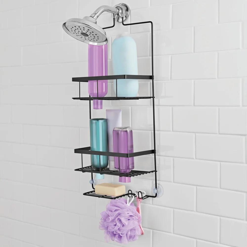 

Устойчивая к ржавчине душевая полка с 2 полками, мыльницей, крючками, нескользящее подвесное решение для хранения в ванной United States