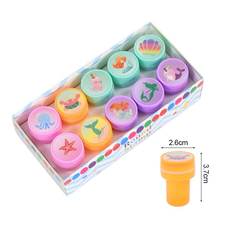 

10 шт. Мультяшные самонаборные штампы Детские Русалка Единорог Сувениры для дня рождения Подарок Фламинго Гавайская вечеринка Декор Принадлежности Свадьба