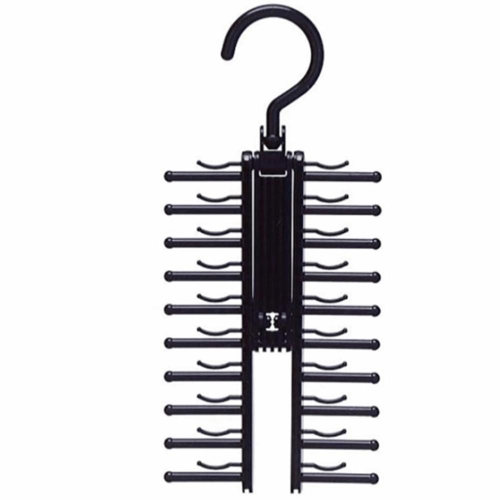 

Durable Plastic Tie Rack 20 Rows Hanging Tie Organizer Multifunctional Space-saving Scarf Storage Rack Wardrobe Organization чёрный