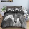 3D Horse Printing Duvet Cover Animal Bedding Set Twin Full Double Queen King Size for Kids Men Black Soft Quilt Cover Pillowcase