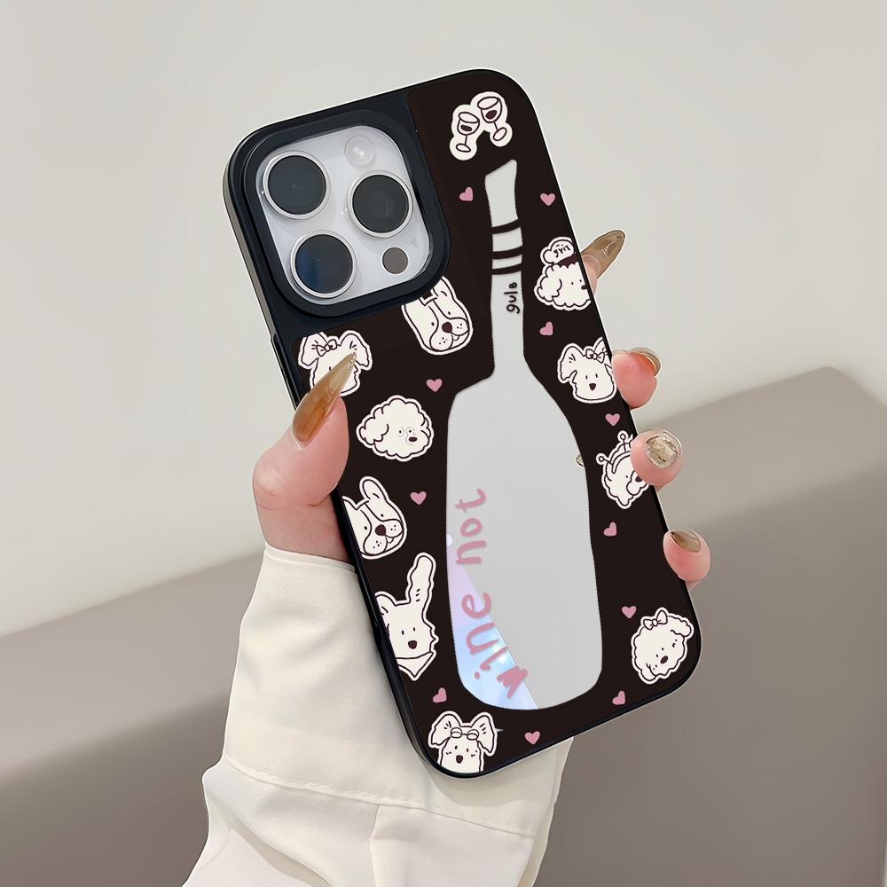 Mirror Phone Case for iPhone 15 11 13 14 for 15 16 Pro Max 12 13 16 Pro Cloud Flower and Animal Cute Style Phone Case