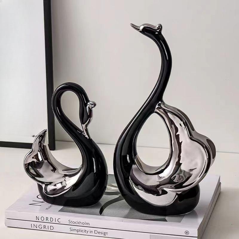 Kreatives Paar Schwanenform-Ornament, Heim Wohnzimmer Weinschrank Schreibtisch Dekorationen, Leichter Luxus Handwerkszubehör
