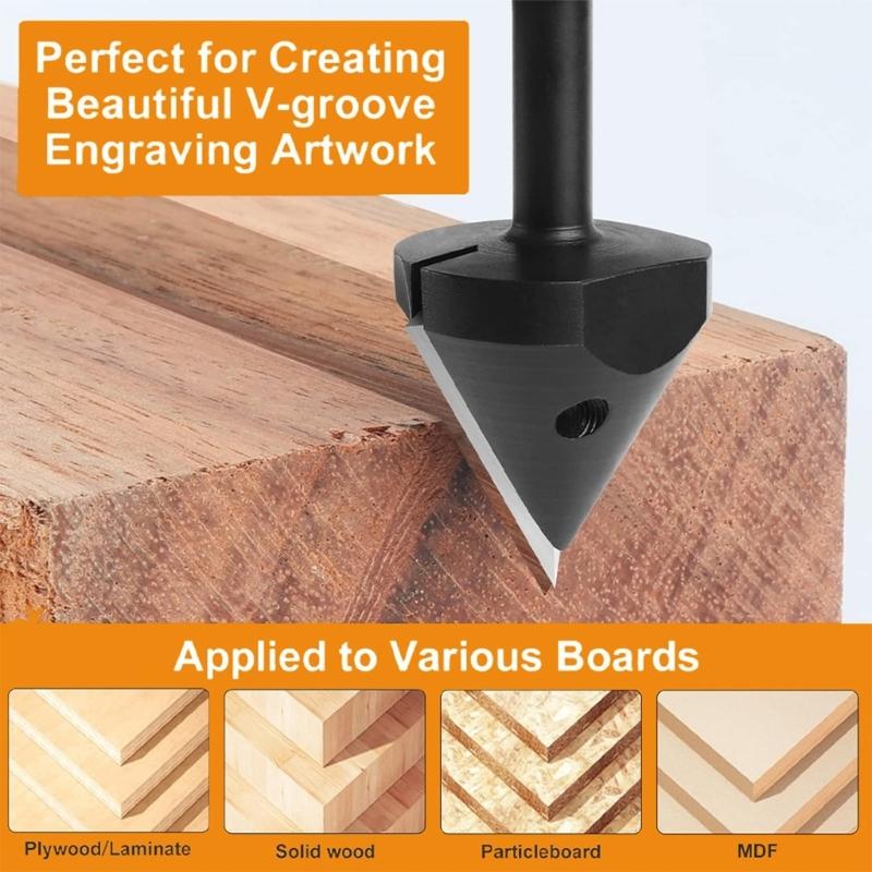 Interchangeable Insert Milling Cutter V Shaped Milling Tool 60/90°Angle Carbon Cutter For Wood Furniture Making