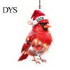 Year of 2026 Commemorative Keepsakes Christmas Animal Hanging Ornaments with Lanyard, Cute Double Sided Pendant Tree Accessories Santa Hat,