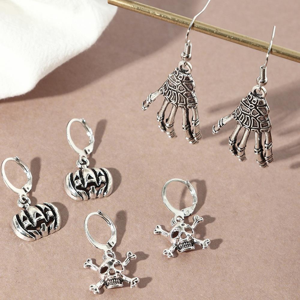 Halloween Kostra Ruka Visací Náušnice Dýně Lebka Sada pro Ženy Párty