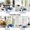 Luxury  Blue Rose Pattern Round Shape Floor Mats Kitchen Hallway Runner Rug Bedroom Living Room Soft Carpet Non-slip Area Rug