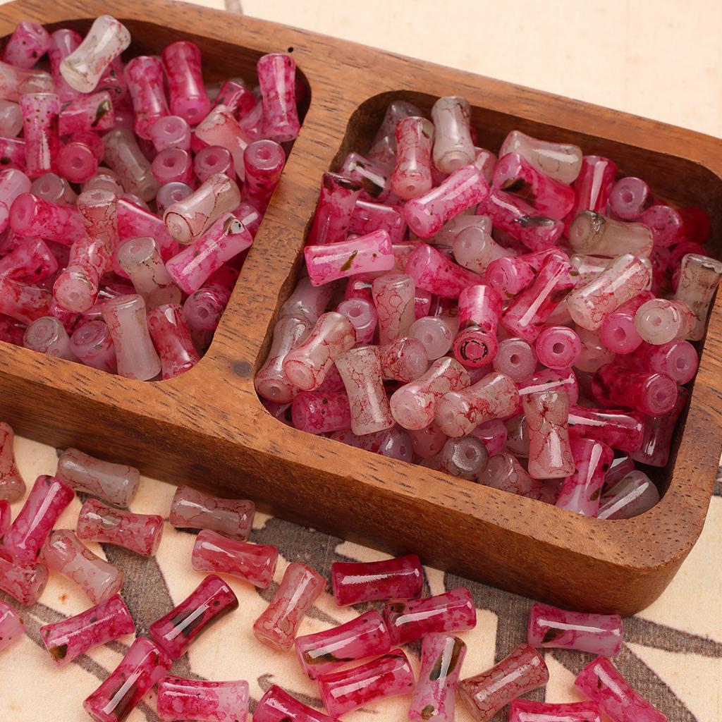 Glass Halo Staining Sprinkles Bamboo Beads Ancient Style Loose Beads Handmade Diy Hand Beaded Beads Accessories Glaze Imitation Jade Beads Materials