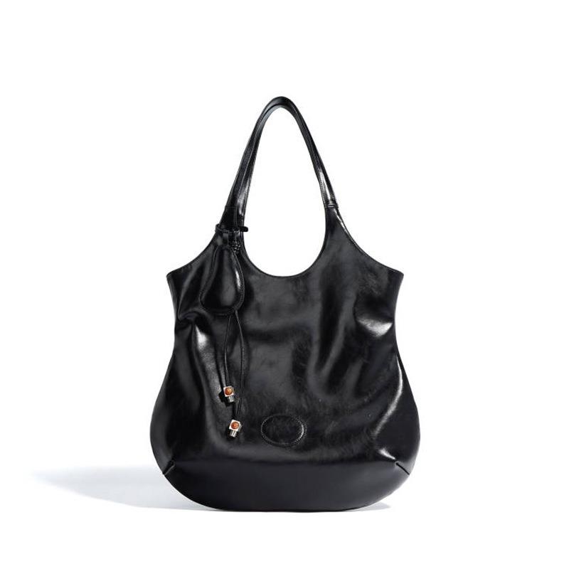 

New fragrant pear bag niche design temperament women s bag, real cowhide high-end sense large-capacity shoulder tote bag чорний