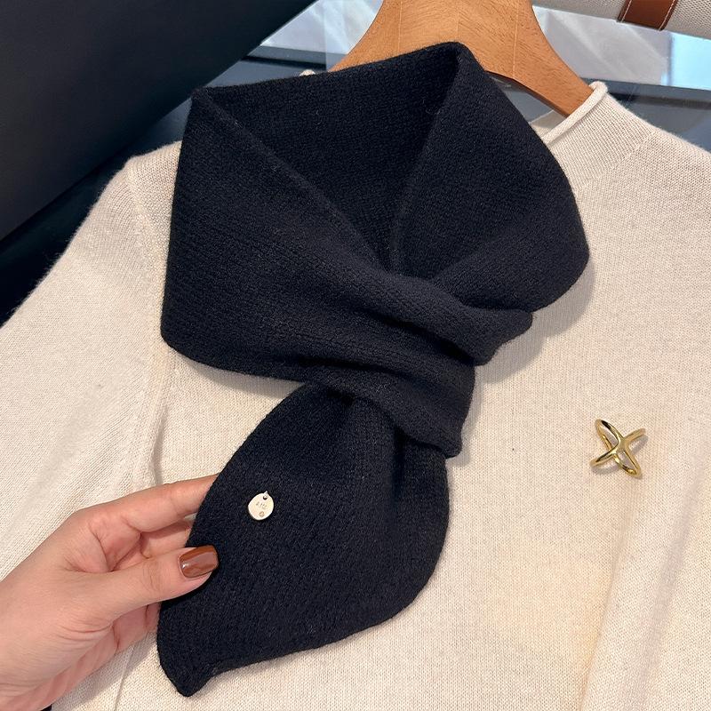 Exquisite Wool Knitted Scarf  Winter Warm Soft Solid Color Scarf Fashion Versatile Shawl