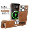 Electroplated Leather Phone Case For iPhone 17 Pro Max 17Air 16 15 Plus 14 Pro 13 12 11 Invisible Bracket Lens Protective Cover