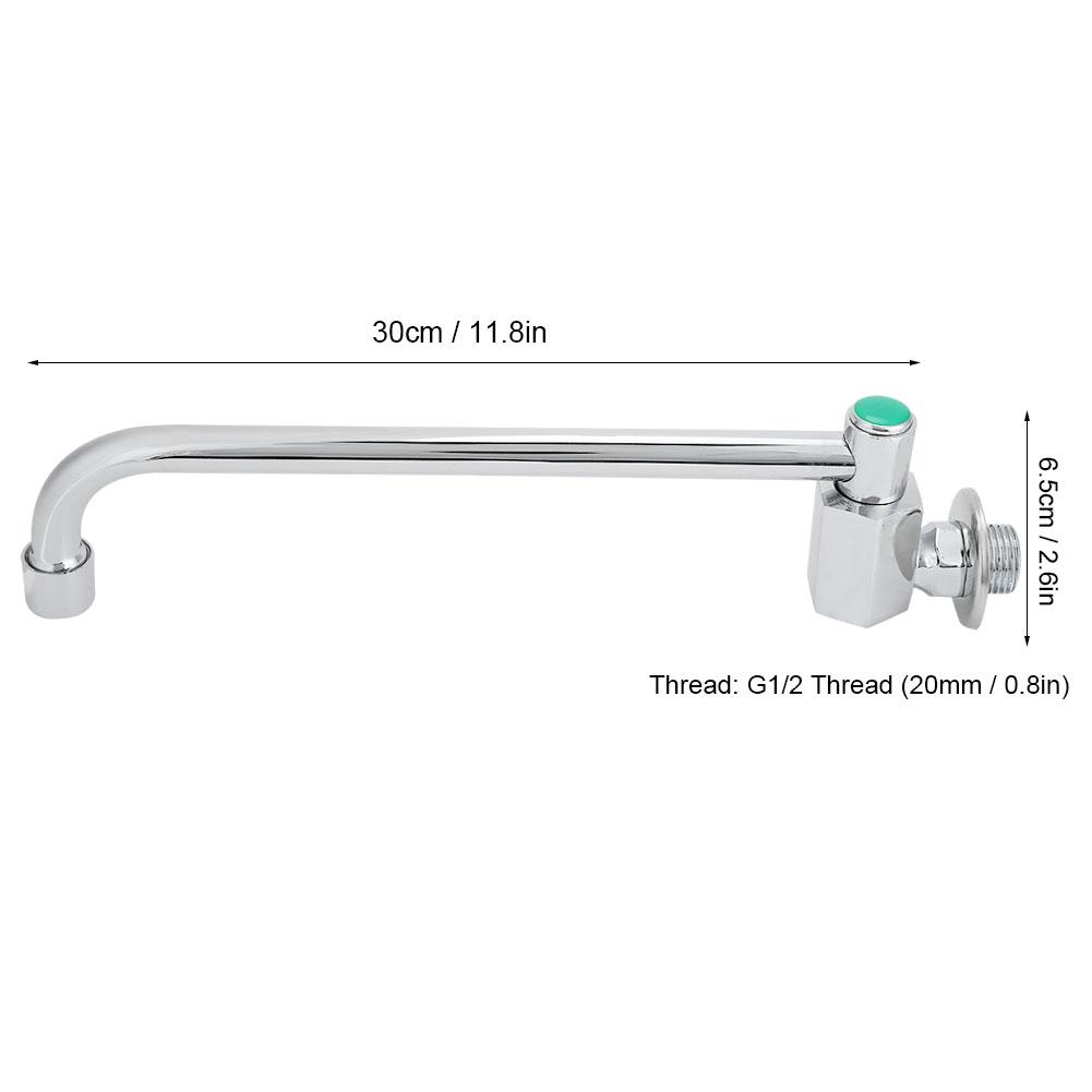 Copper Alloy Silver Wall‑Mounted 360 Degree Rotating Faucet Semi‑Automatic Kitchen Water Tap(25cm )