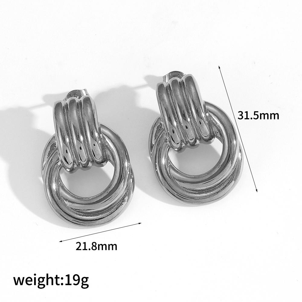 Fashion Design Stainless Steel Smooth Irregular Hollow Pendant Circular Earring Women Trendy Charm Jewelry Gifts