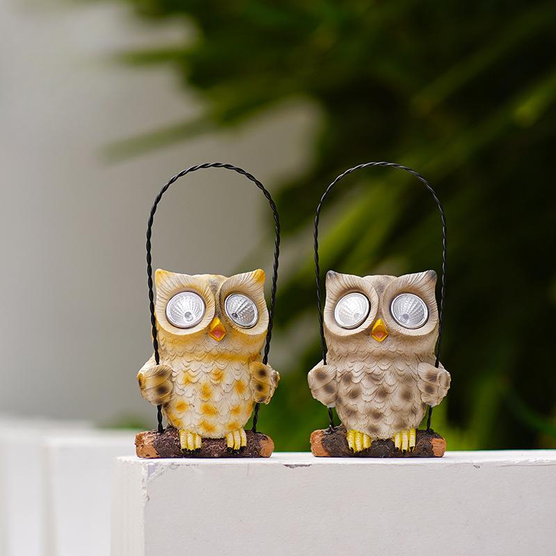 Creative Swing Owl Pendant Community Outdoor Waterproof Tree Hanging Garden Courtyard Decoration Resin Crafts