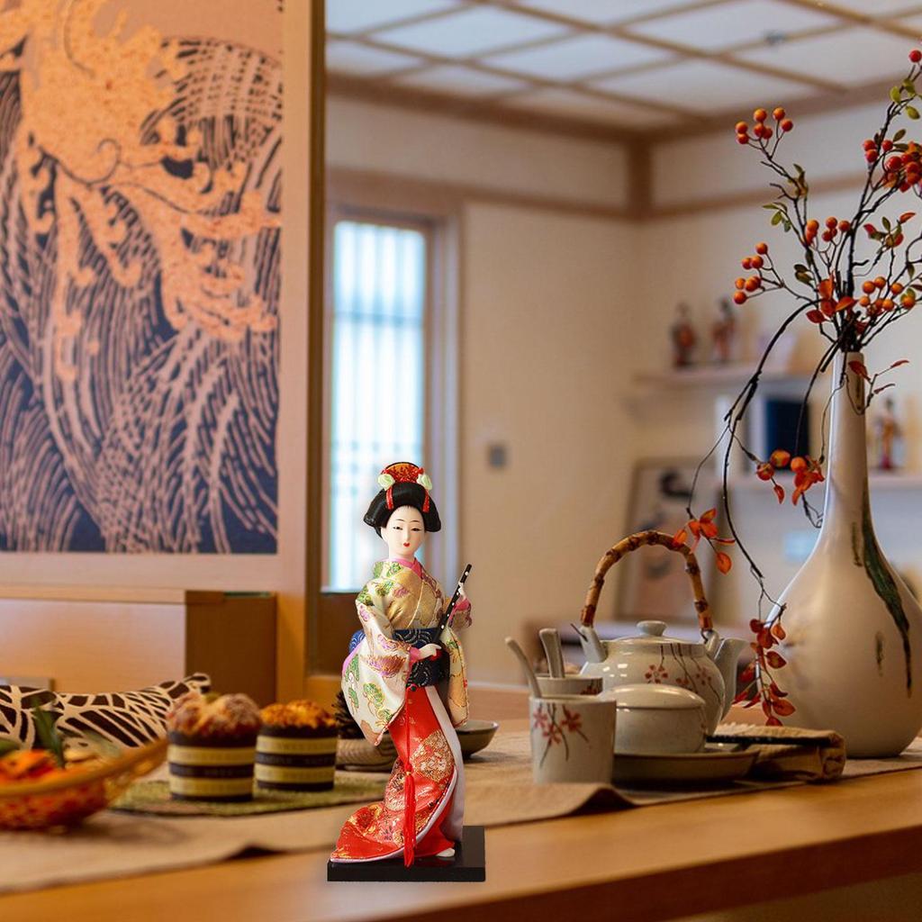 Etnické japonské panenky Gejši Orientální starověké panenky Kabuki 9" Kimono panenky Dívčí soška pro domácí kancelář ložnici obývací pokoj stůl Dívka