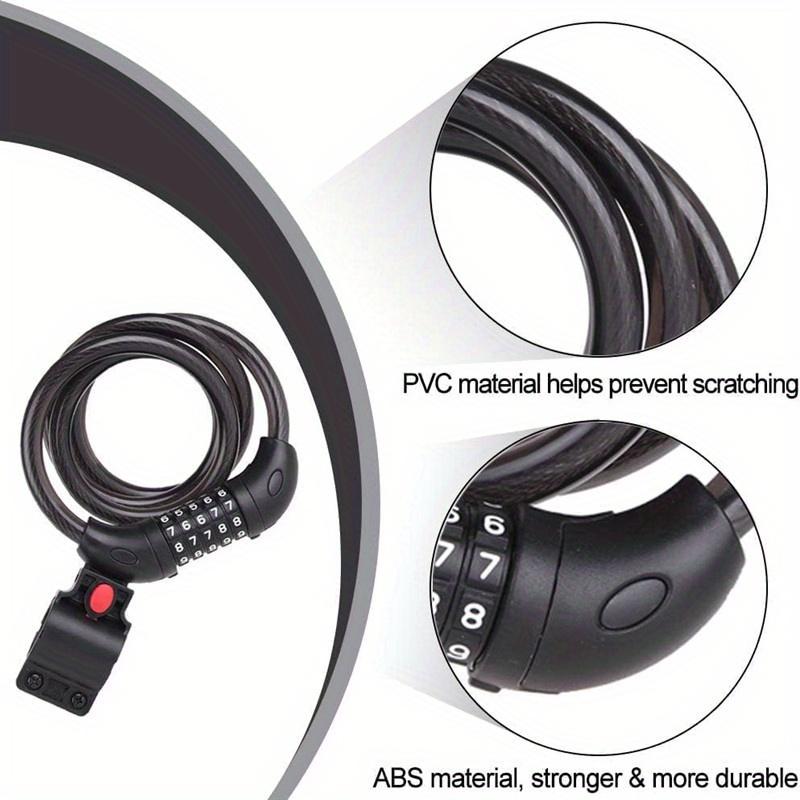 1pc Bike Lock, 4 Feet Bike Locks Cable, High Security 5 Digit Resettable Combination Coiling Bicycle Lock, Heavy Duty Anti Theft Cable Locks