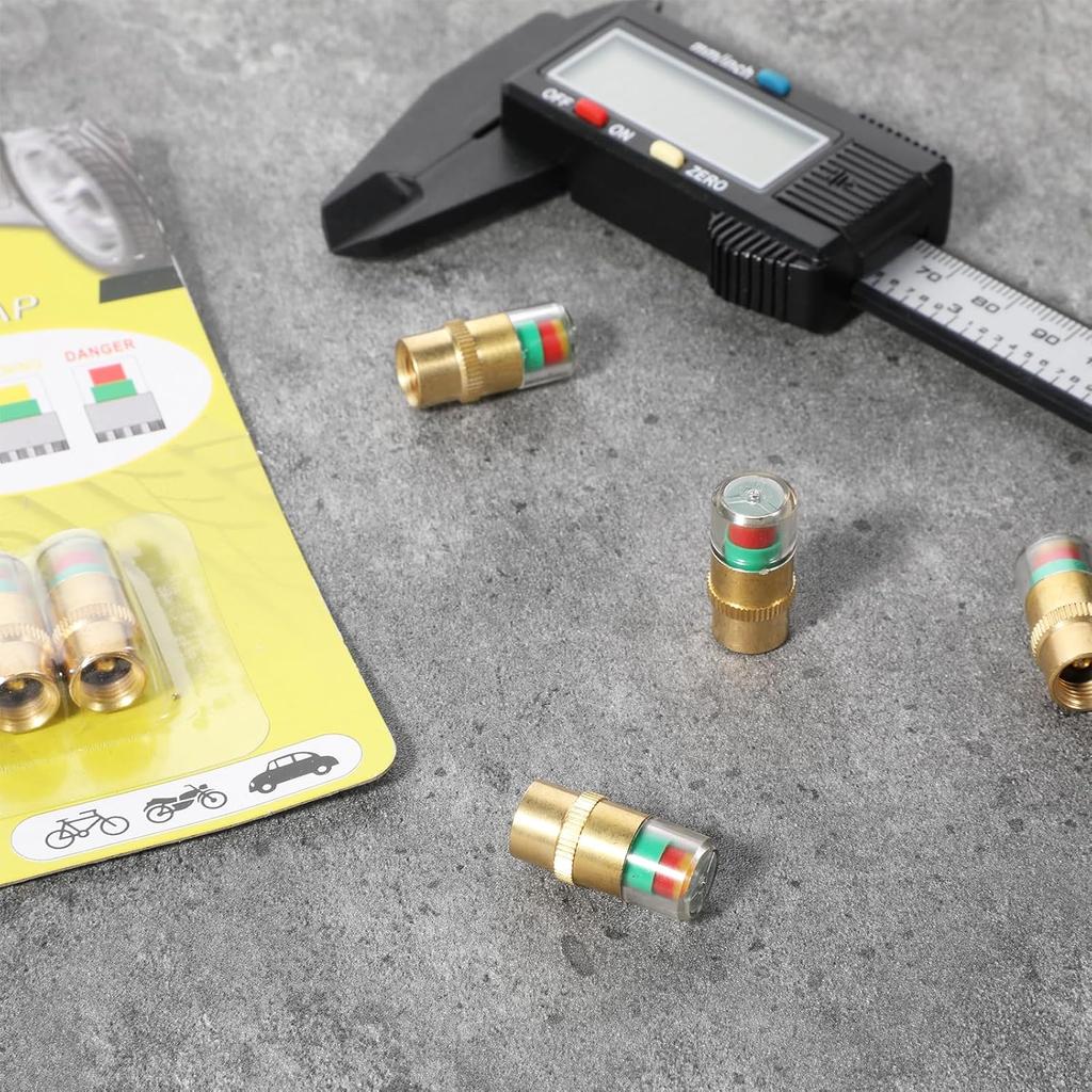 12PCS Car Tire Pressure Monitor Valve Stem Caps 3-Color Tire Pressure Caps Alarm Tires Indicator Sensor Indicator Universal Valve Stem Cap for Cars,