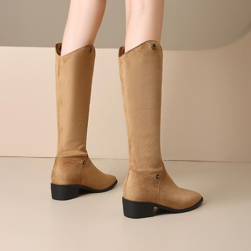 Augustine thick heel boots women's 2025 new autumn and winter retro knight boots but knee-high western cowboy boots