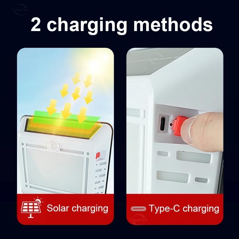 LED Solar Warm Light USB Rechargeable Floodlight Body Sensor Light Outdoor Wall Lamp House Garage Waterproof