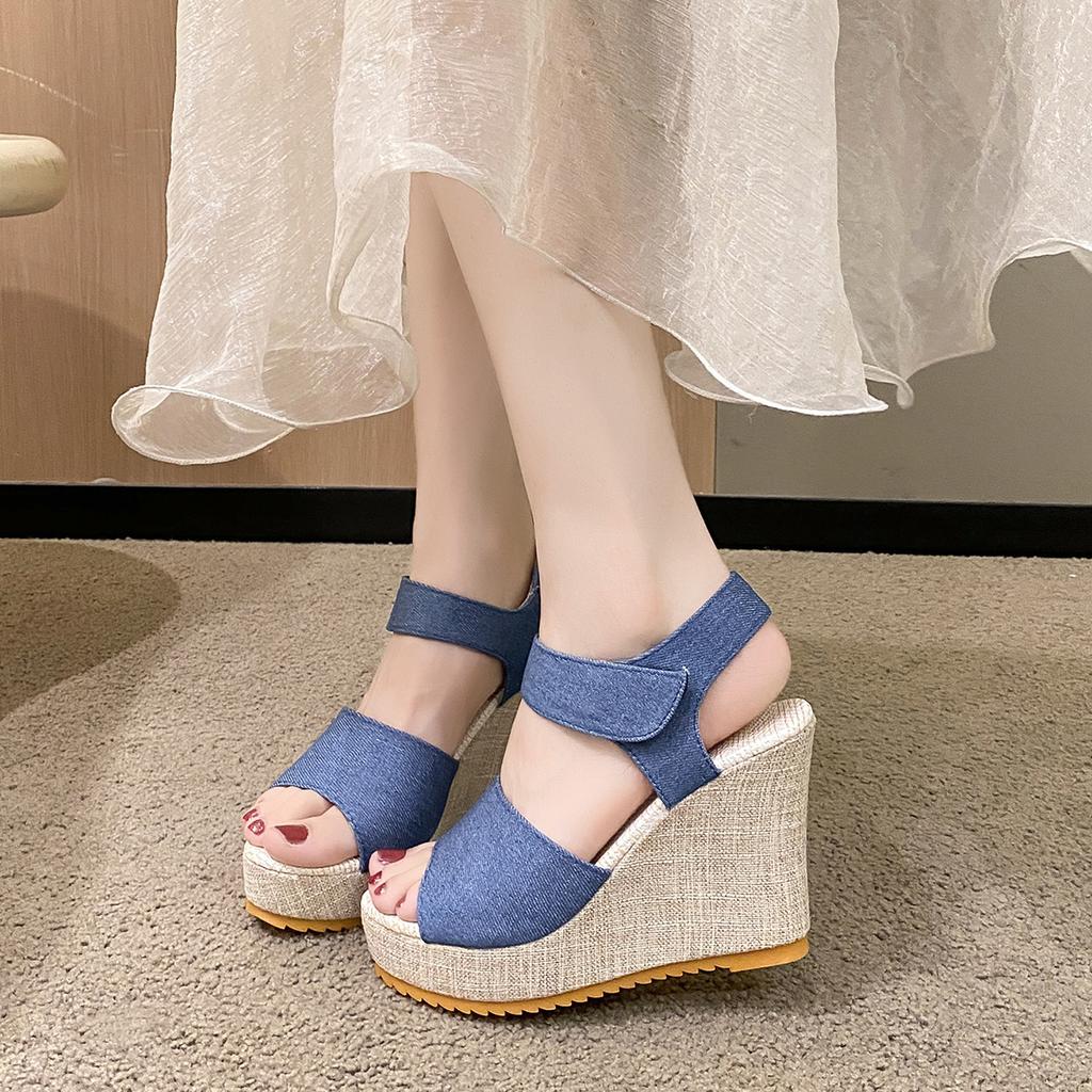 Fashion Woman Shoes Platform Wedges Heel Sandals for Women Blue Open Toe Anti Slip Hot High Quality Sandal Vip Comfortable and Elegant