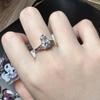 Vivienne Westwood Style Four-Prong Planet Ring, CZ Saturn Ring for Women, Minimalist Fashion Jewelry, Silver