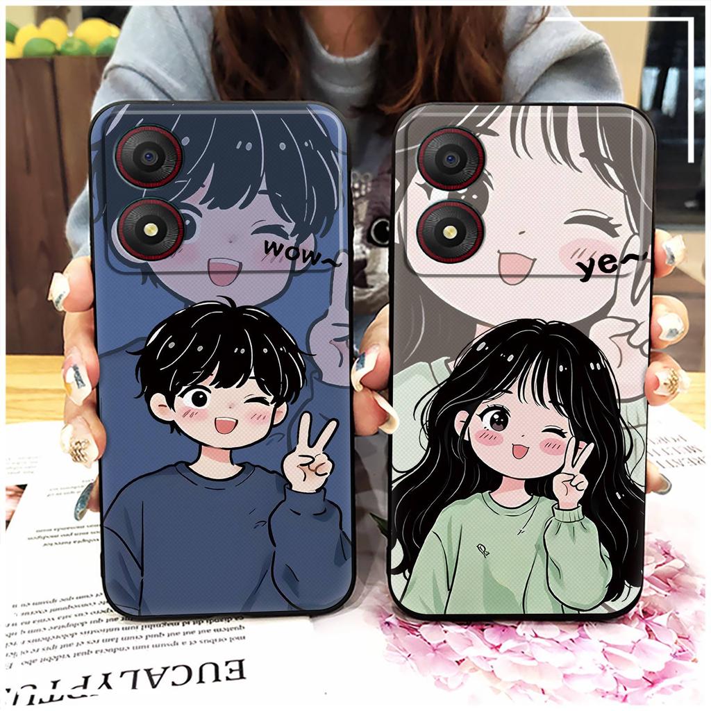 Anti-knock Fashion Design Phone Case For ZTE Blade A34 Graffiti Back Cover Phone Pouch Anti-dust TPU Couple Cute Durable
