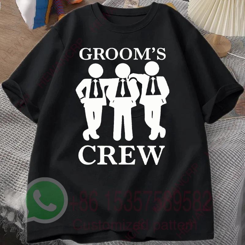 Groom Crew Tshirt Mens Tracksuit Cotton Casual Sportswear Crew Neck Pullover Short Sleeve Tops Breathable Summer Streetwear