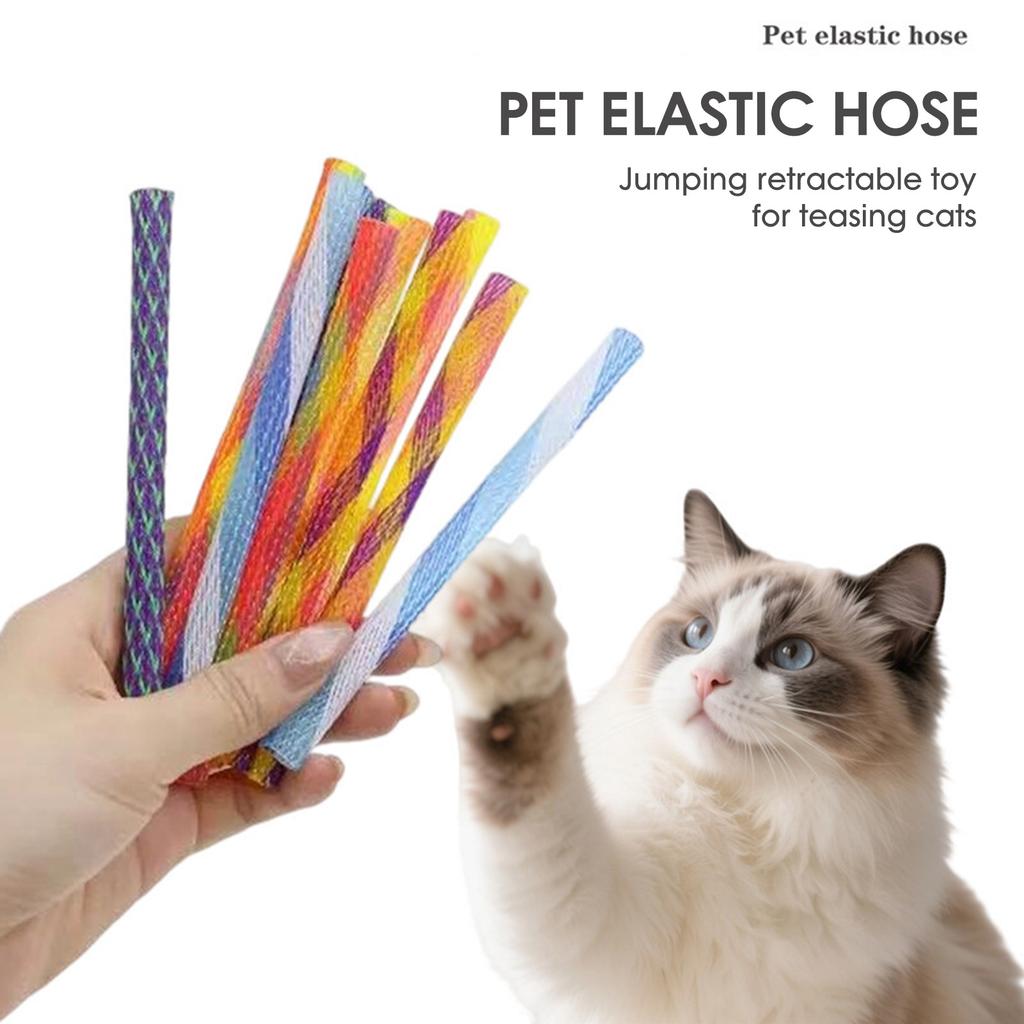5pcs Random Elastic Spring Cat Toy Stretchy Colorful Tube for Scratching and Biting 13cm 0.8cm PET Material Kitten Play Toy