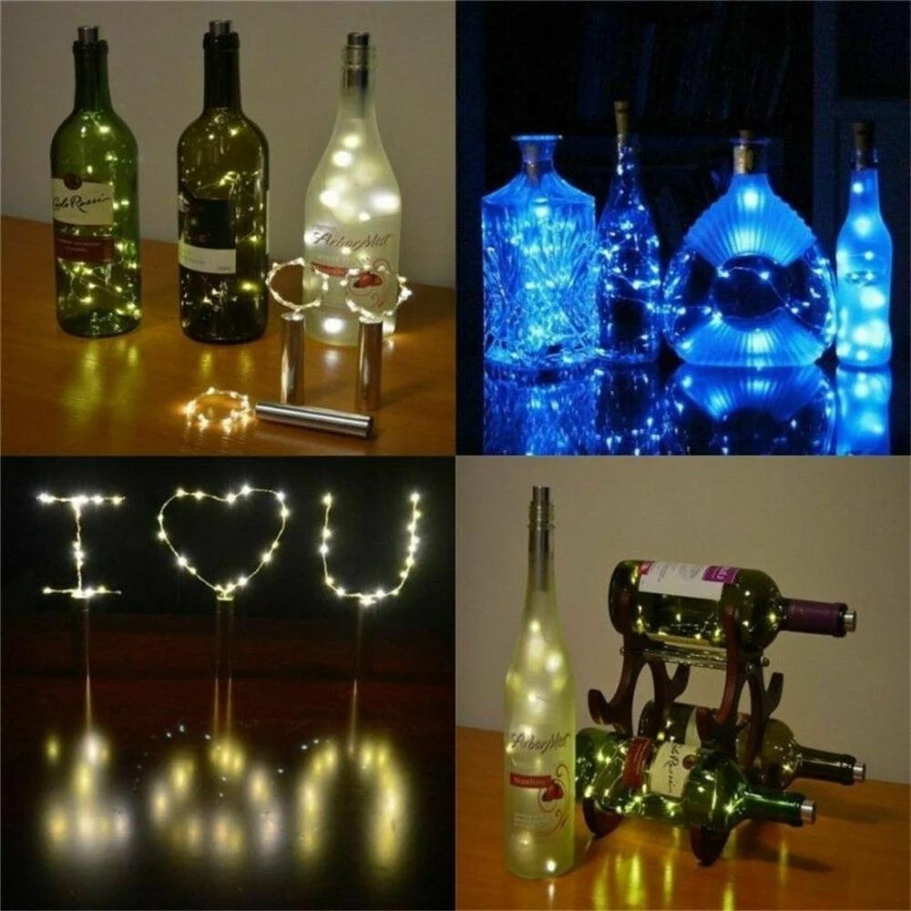 10X 1M/2M Bottle Cork LED String Light Bedroom Room Fairy For Battery Christmas Landscape Holiday Party Copper Halloween Wedding