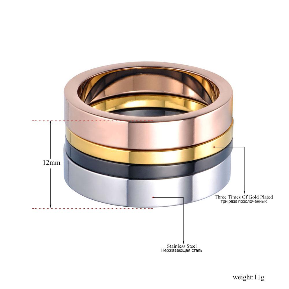 JeeMango Trendy 4 In 1 Colorful Gold Simple Rings Jewelry Titanium Stainless Steel Wedding Engagement Ring For Women R19071