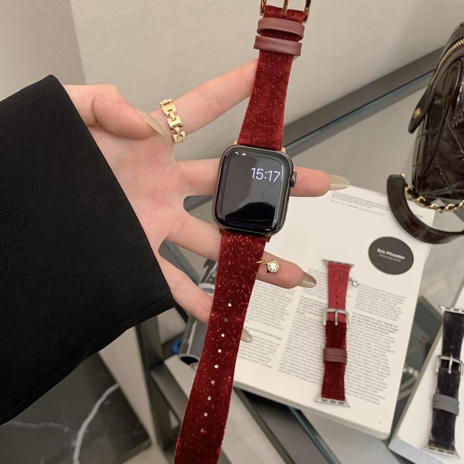 

Star Pendant Gradient Velvet Leather Bracelet For Apple Watch Band S11/10/9/8/7/6/5/Ultra iWatch Strap 49/46/45/44/42/41/40/38mm 42 44 45 46 49MM