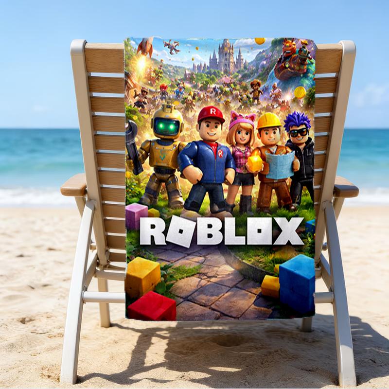 Ultra-Soft Beach Towel with Roblox Theme,Ideal for Pool - Camping, Diving - Perfect Travel Essential, Vibrant Beach Towel.