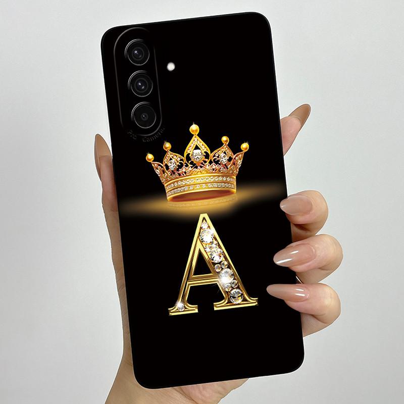 For Samsung Galaxy A37 A57 5G 2025 Crown Initial Letter Couple Phone Case SM-A376B SM-A5760 Soft Silicone Lens Protective Casing