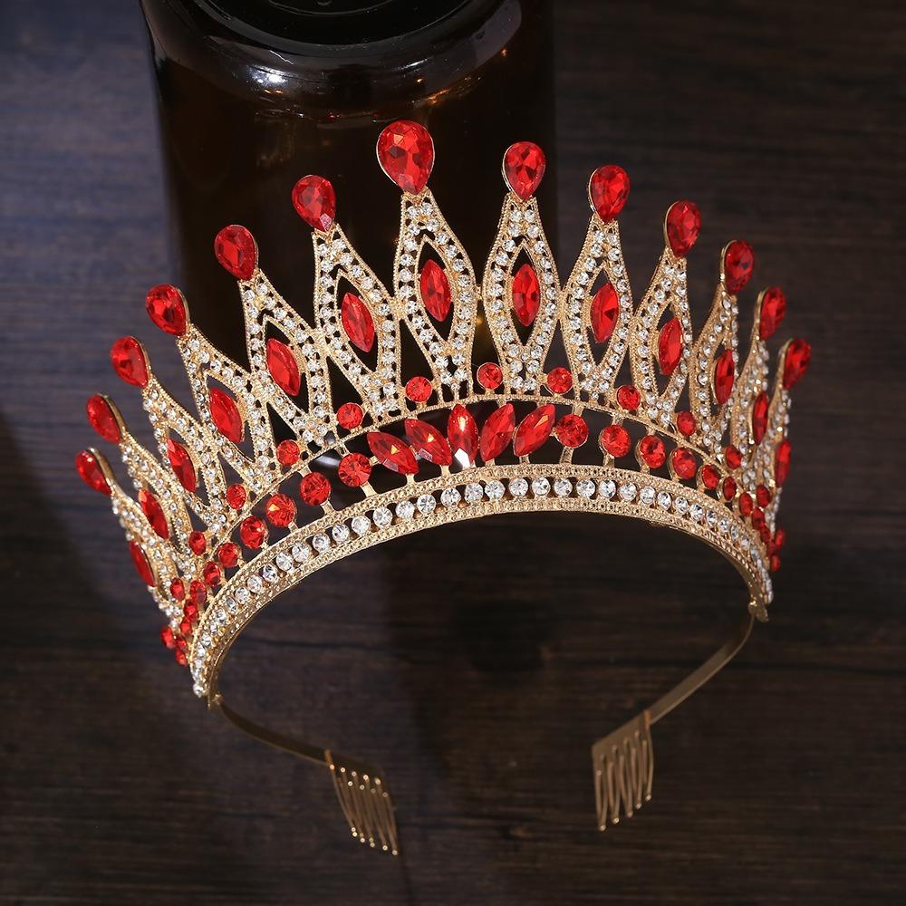 Baroque Queen Crystal Crowns With Comb Bride Headdress Luxury Crystal Princess Crown