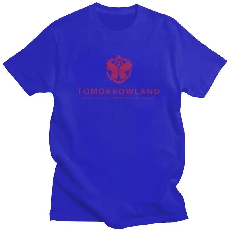 Niestandardowy T-shirt Tomorrowland dla mężczyzn z krótkim rękawem, fajny belgijski T-shirt do muzyki tanecznej, luźny krój, 100% bawełna, prezent