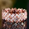 Huitan New Design Round Rectangular Stone Oblique Arrangement Women Ring Fashion Wedding Engage Party Simple Ring High Quality